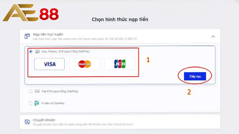 Các phương thức nạp tiền Ae88 phổ biến